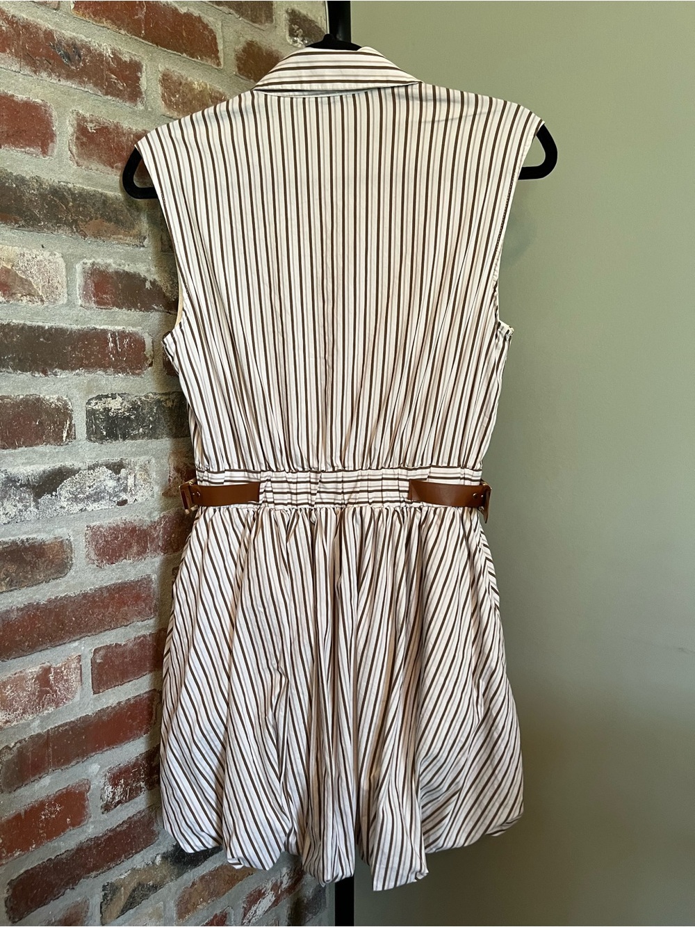 Maeve Belted Bubble-Hem Mini Shirt Dress | size small - Picture 5 of 9